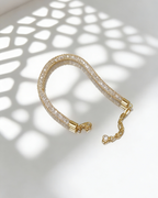 Bracelet en argent sterling plaqué or avec zirconias broyées