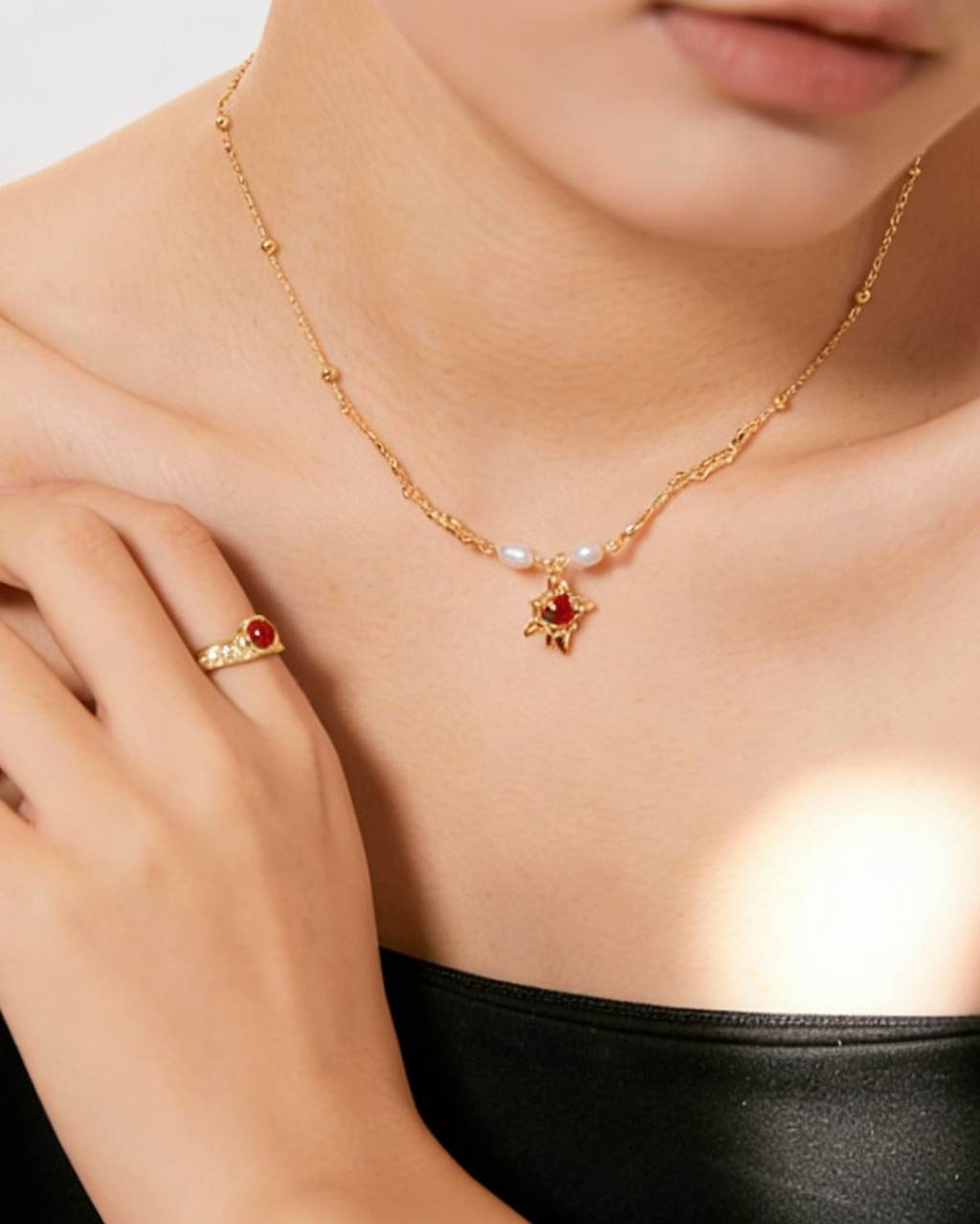 Red Agate Collection，s925 plated with 18k gold