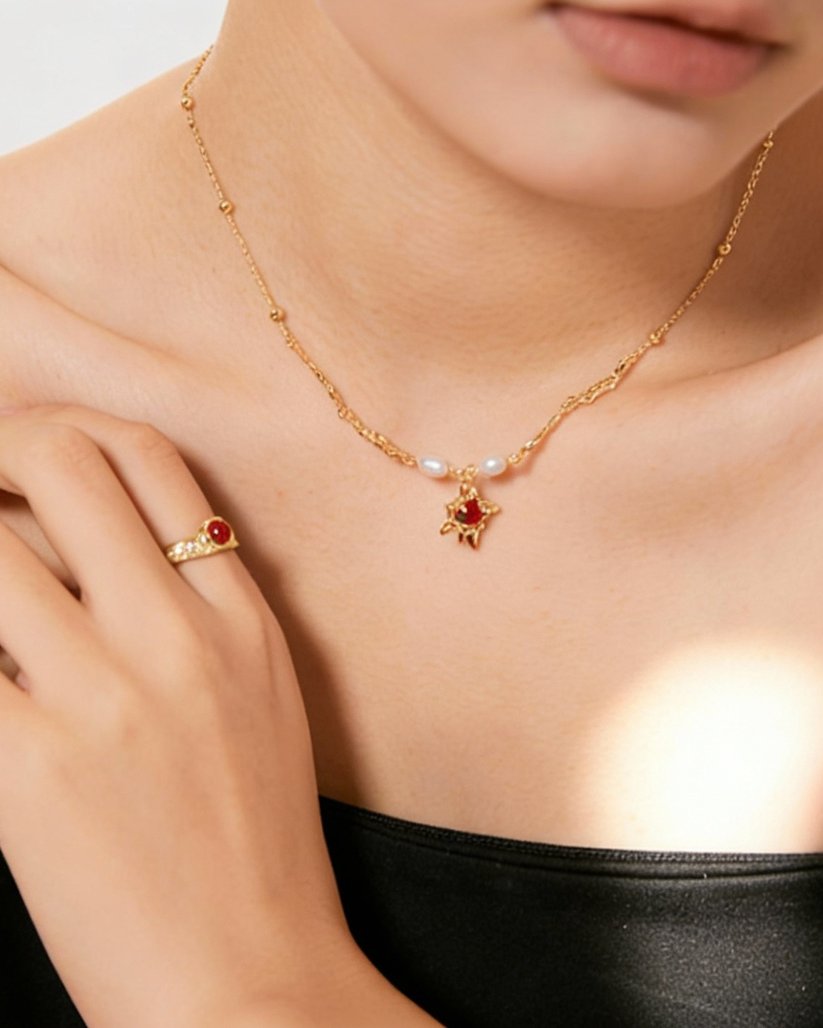 Red Agate Collection，s925 plated with 18k gold