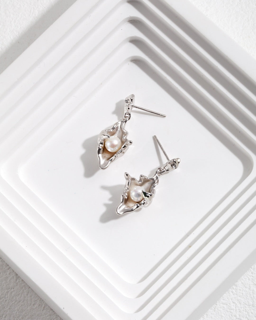 [Conch]Pure silver pearl earrings/necklace