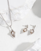 [Conque] Boucles d'oreilles/collier en perles d'argent pur