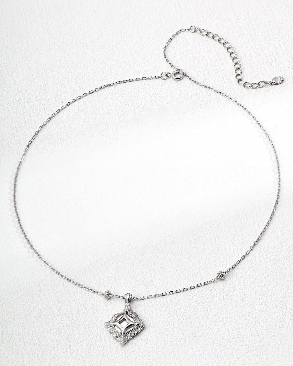 S925 Silver Mother-of-Pearl Zircon Pendant Necklace