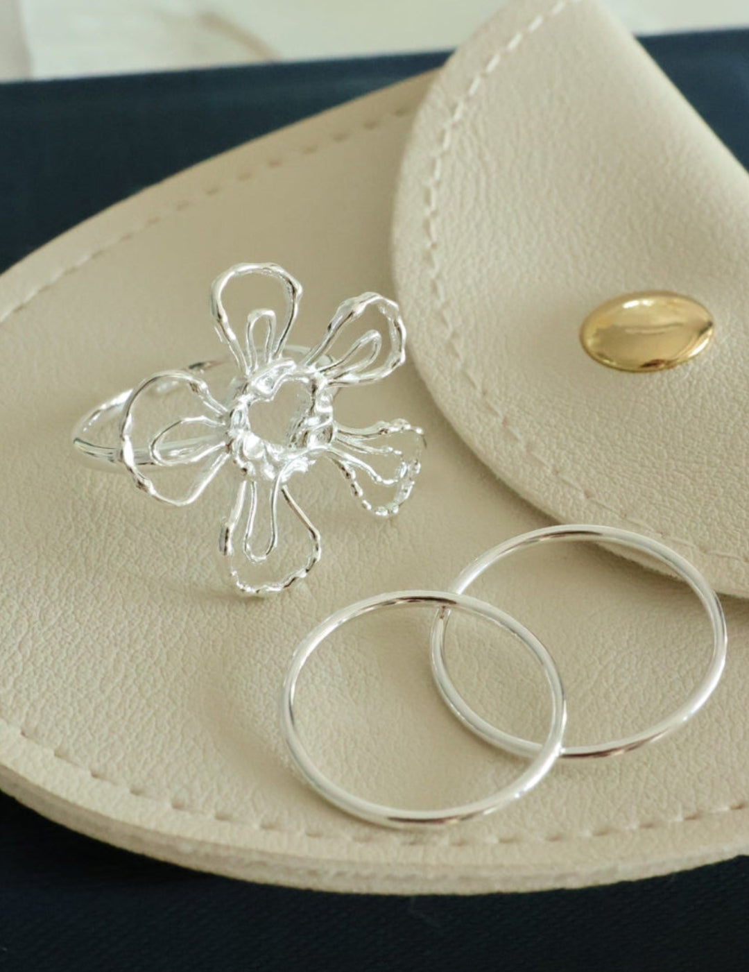 Silver Flower Ring，Pure silver