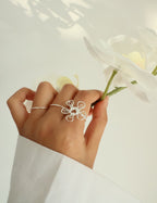 Silver Flower Ring，Pure silver
