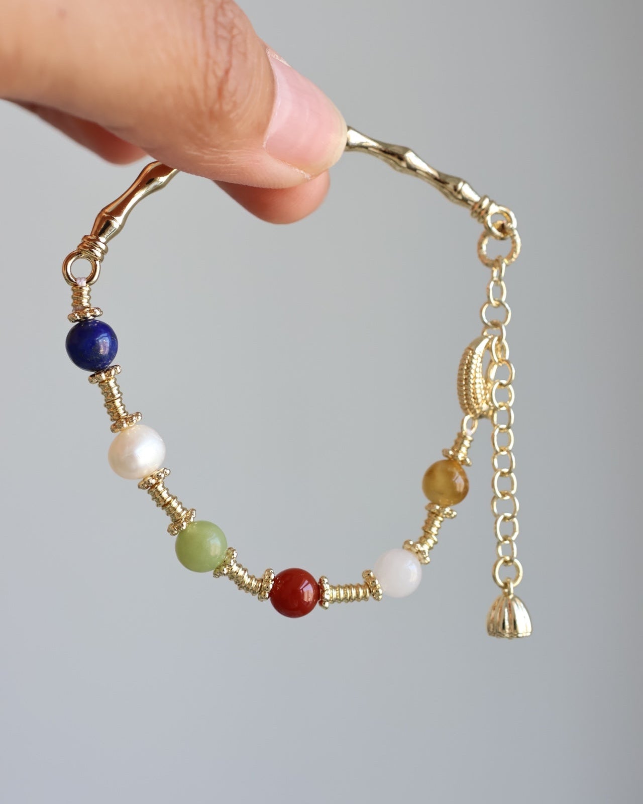 【Koi Garden】Colorful Raw Stone Bamboo Bracelet