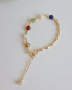 Bracelet en bambou et pierre brute colorée 【Jardin de carpes koï】