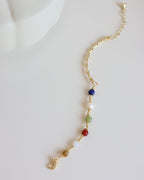 Bracelet en bambou et pierre brute colorée 【Jardin de carpes koï】