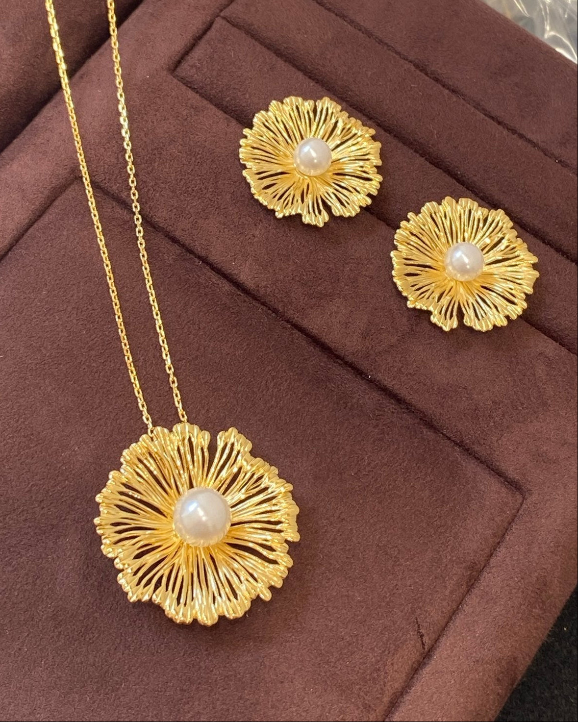 【sun shines】necklace&earrings plated with 18k gold