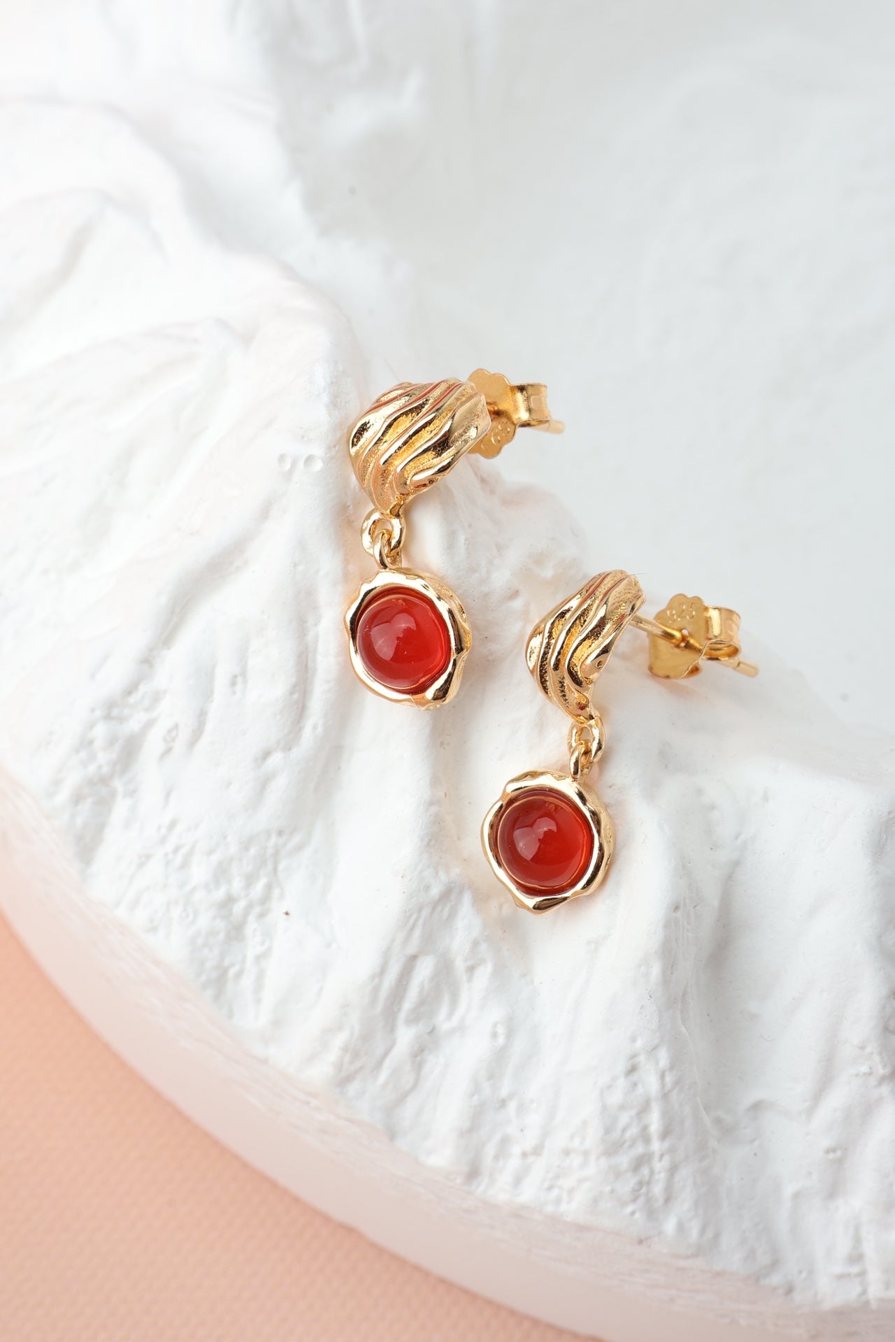 Red Agate Collection，s925 plated with 18k gold