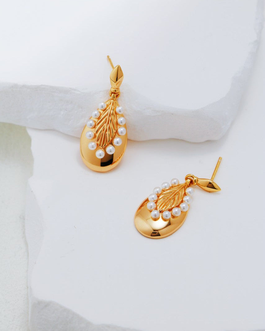 Gold S925 Silver & Shell Pearl Earrings
