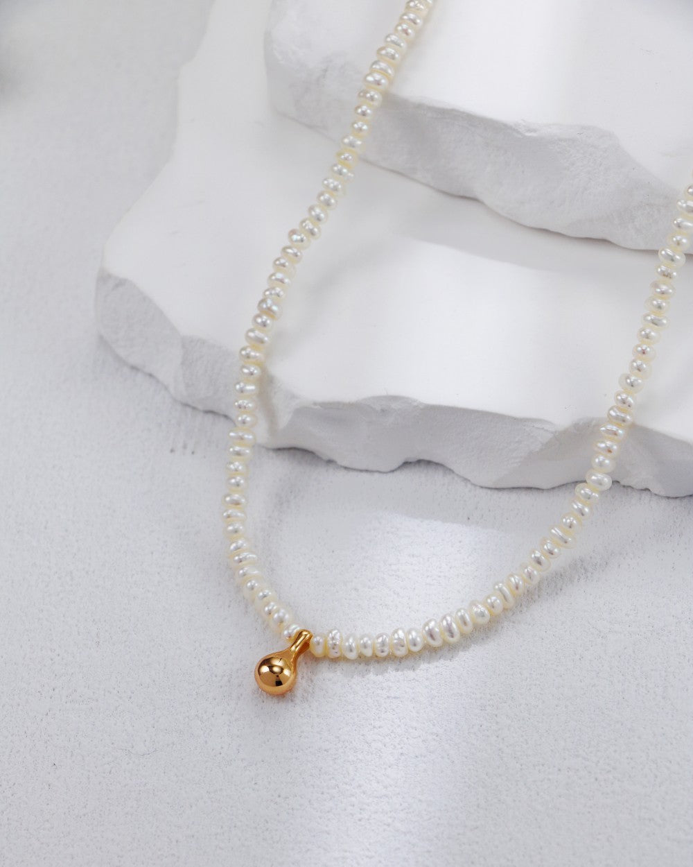 S925 Sterling Silver Water Droplet Pearl Necklace