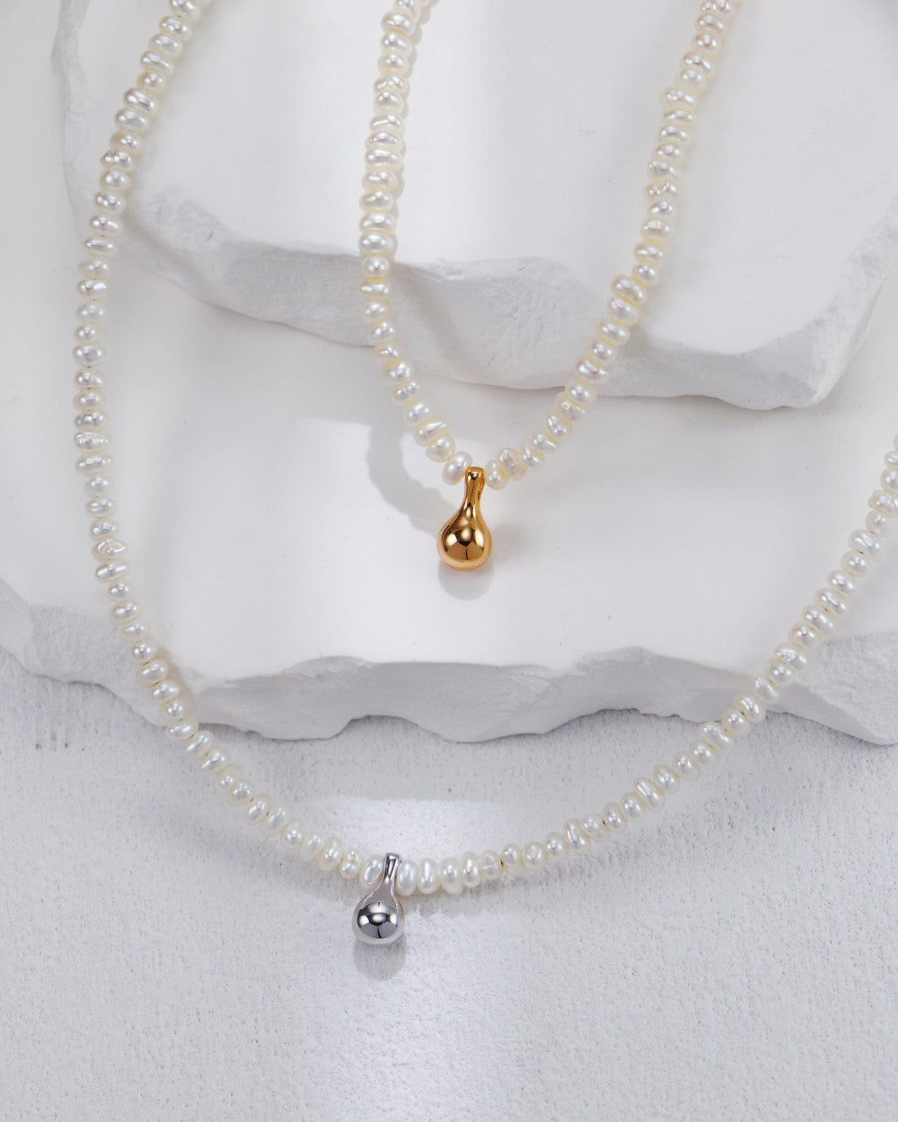 S925 Sterling Silver Water Droplet Pearl Necklace