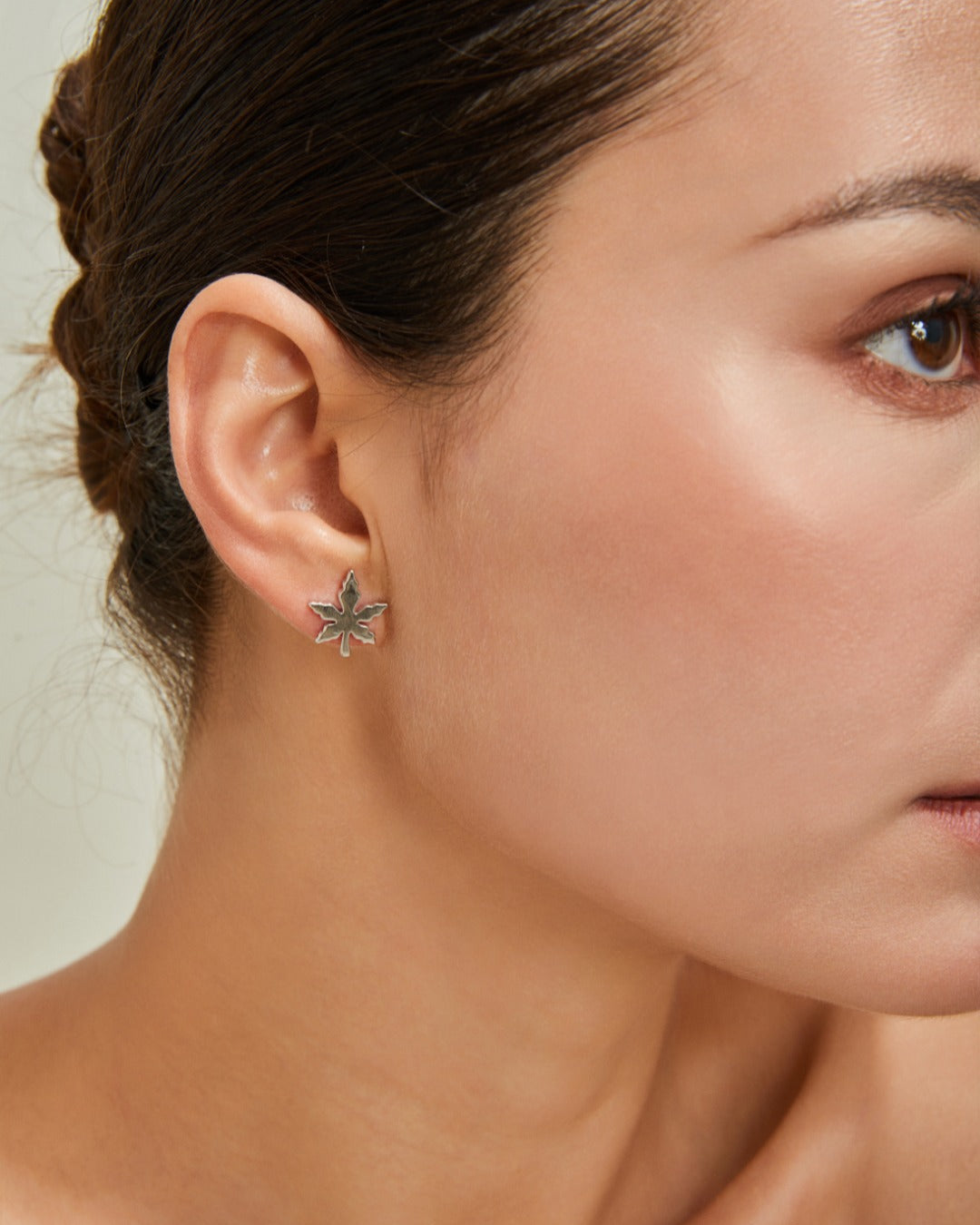 S925 Sterling Silver Maple Leaf Stud Earrings