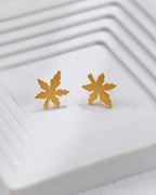 S925 Sterling Silver Maple Leaf Stud Earrings