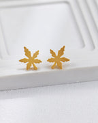 S925 Sterling Silver Maple Leaf Stud Earrings