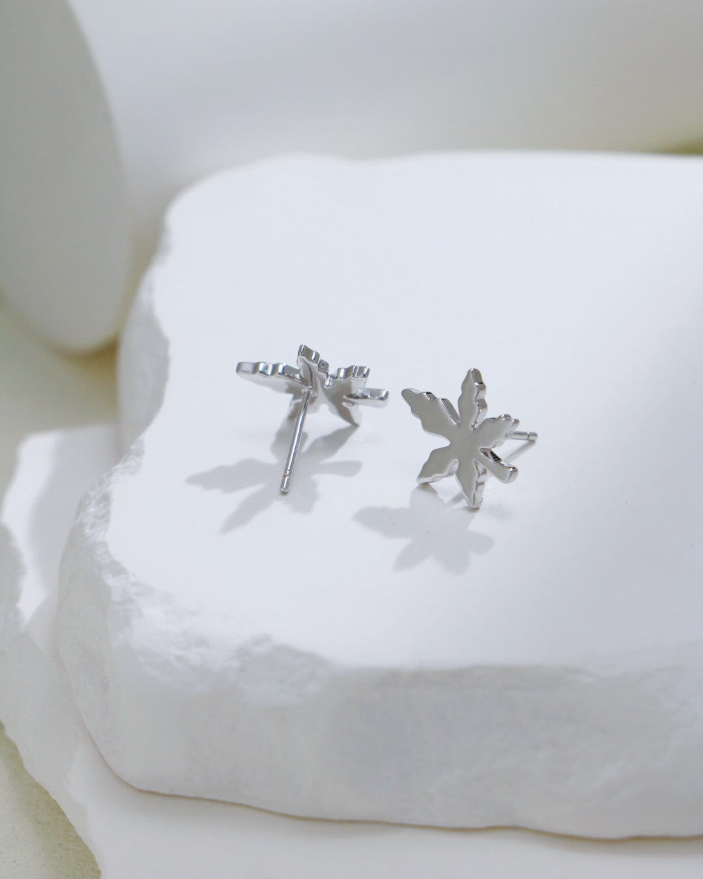 S925 Sterling Silver Maple Leaf Stud Earrings