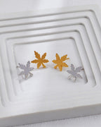 S925 Sterling Silver Maple Leaf Stud Earrings