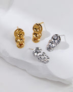 S925 Three-Layer Hammered Disc Dangle Earrings