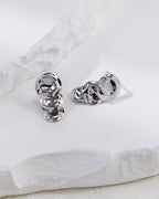 S925 Three-Layer Hammered Disc Dangle Earrings