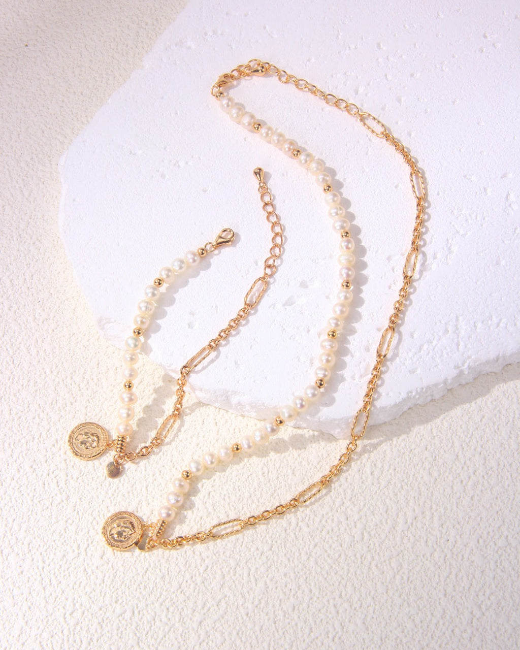 S925 Retro Gold Pearl Jewelry Set