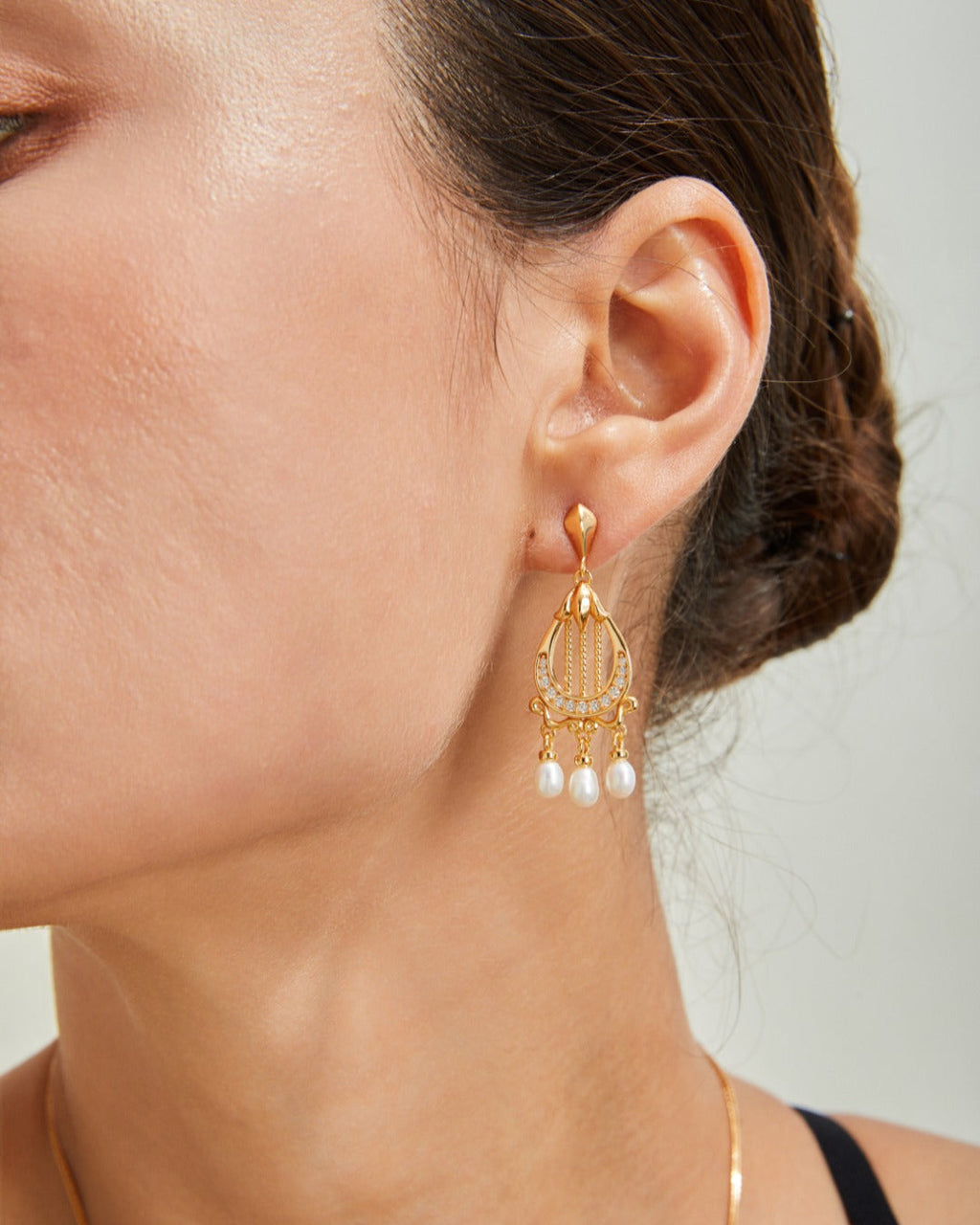 S925 Sterling Silver Harp Pearl Set