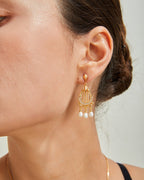 S925 Sterling Silver Harp Pearl Set