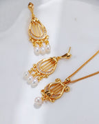 S925 Sterling Silver Harp Pearl Set