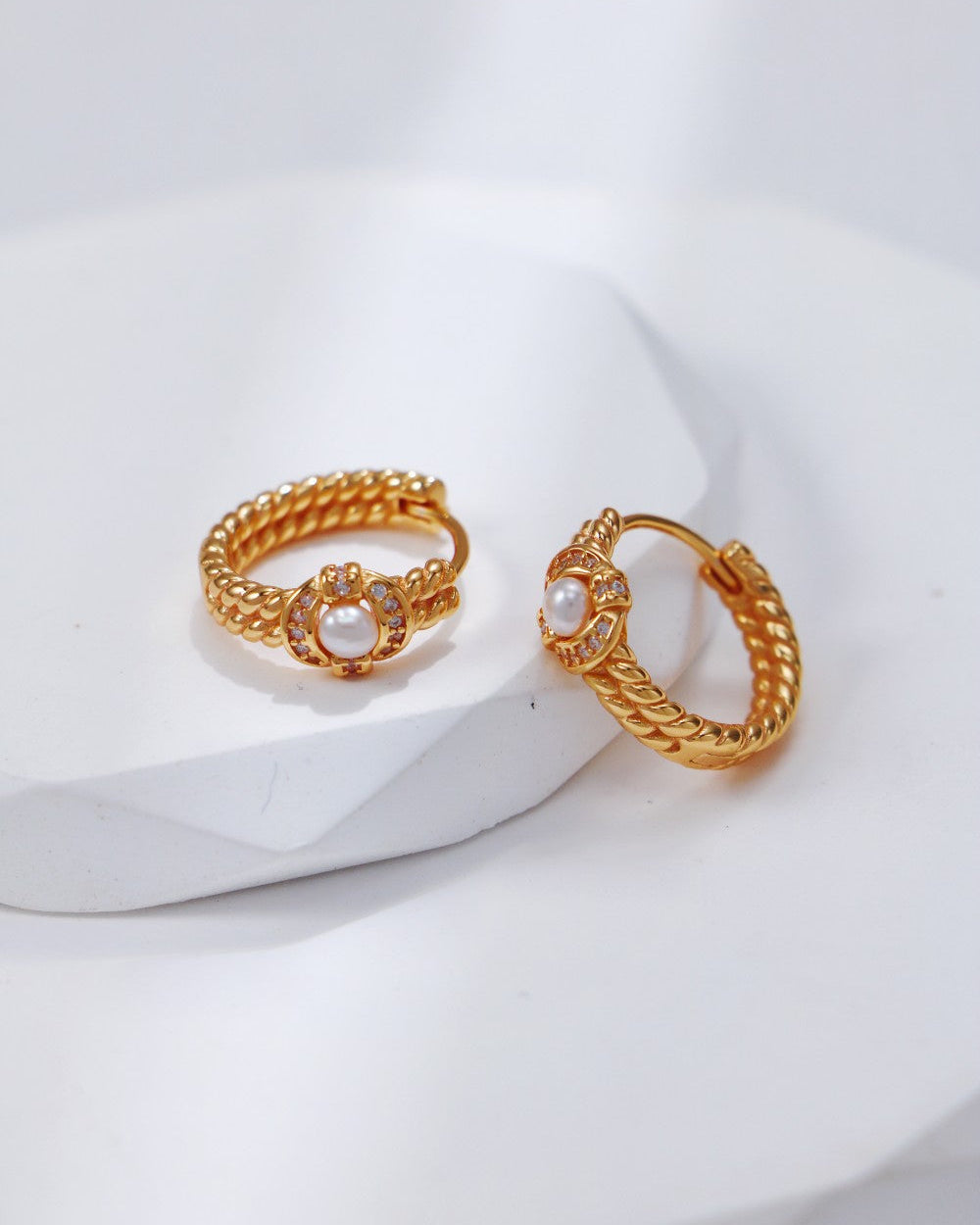 S925 Sterling Silver Rope Twist Pearl Set