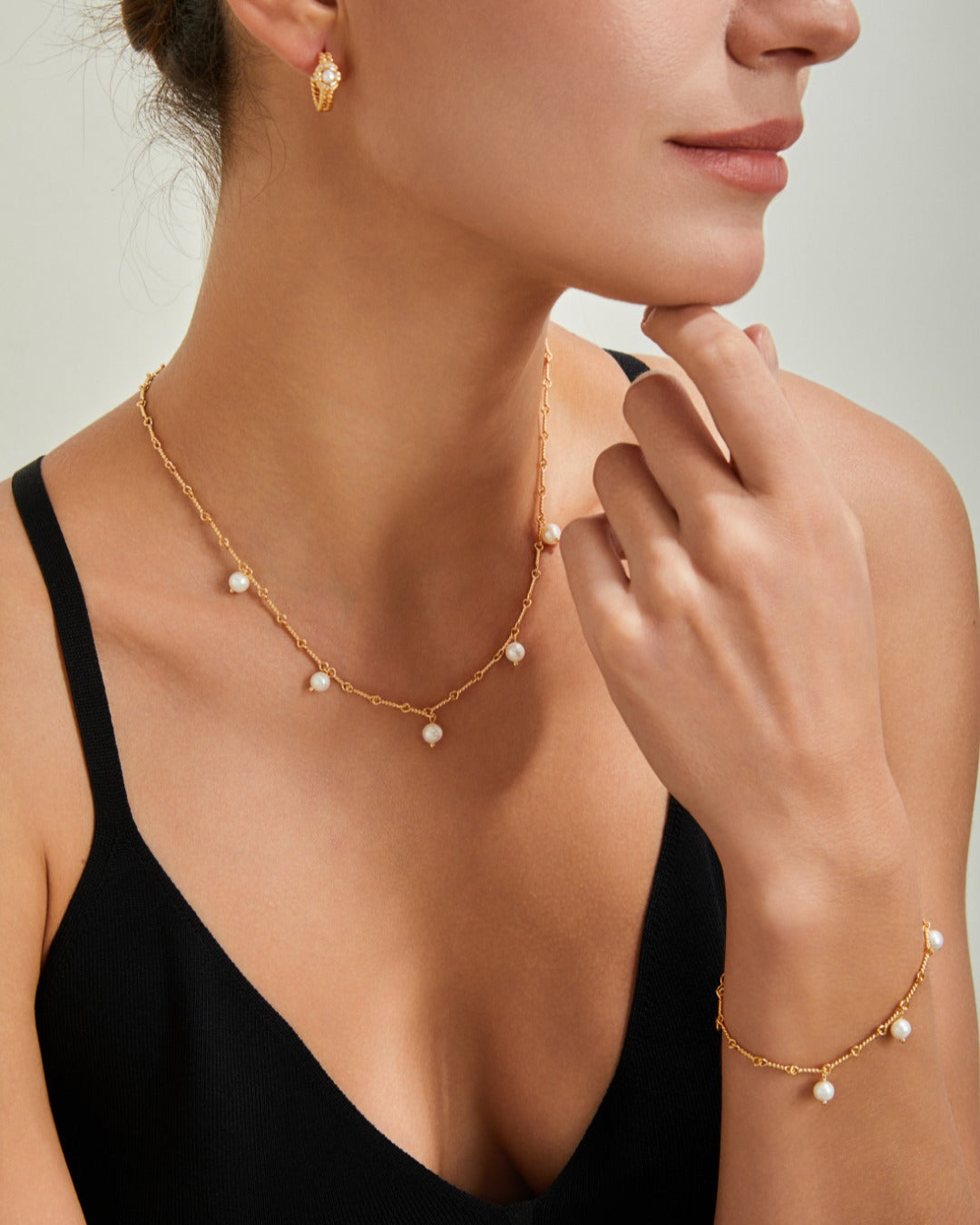 S925 Sterling Silver Rope Twist Pearl Set