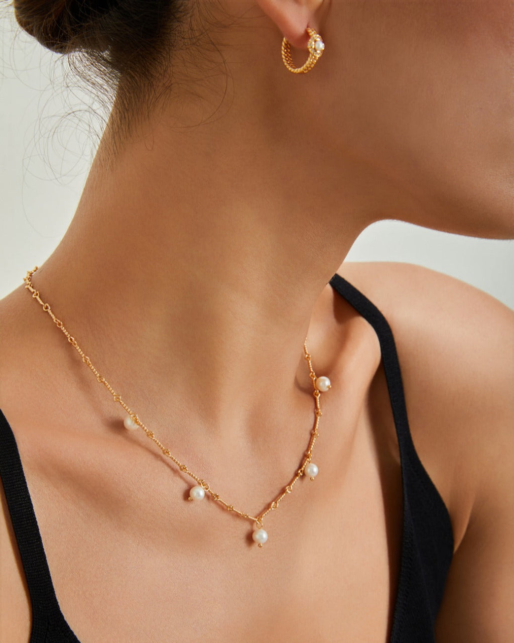 S925 Sterling Silver Rope Twist Pearl Set