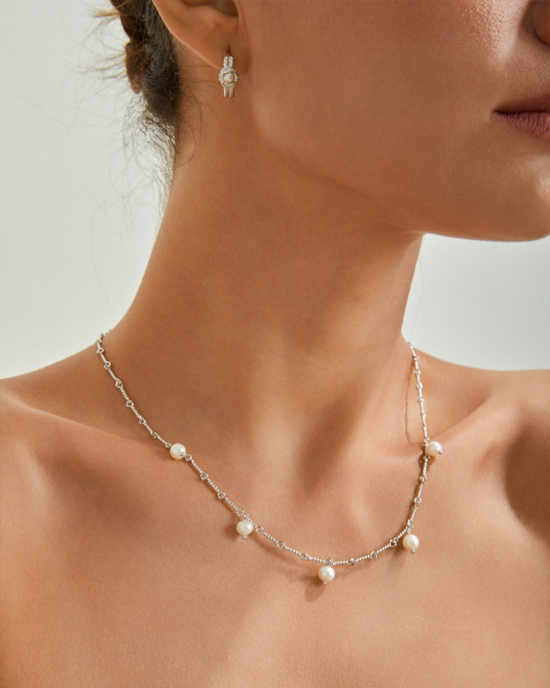 S925 Sterling Silver Rope Twist Pearl Set