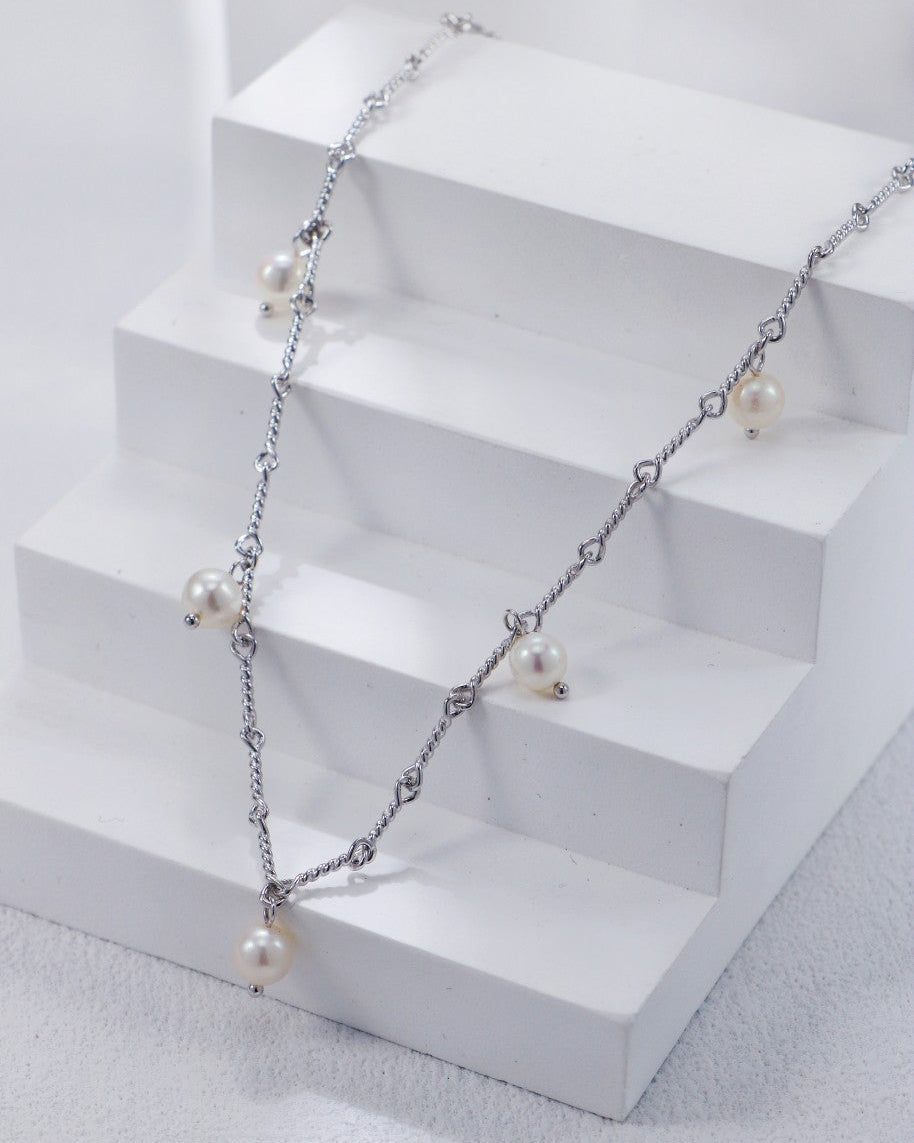 S925 Sterling Silver Rope Twist Pearl Set