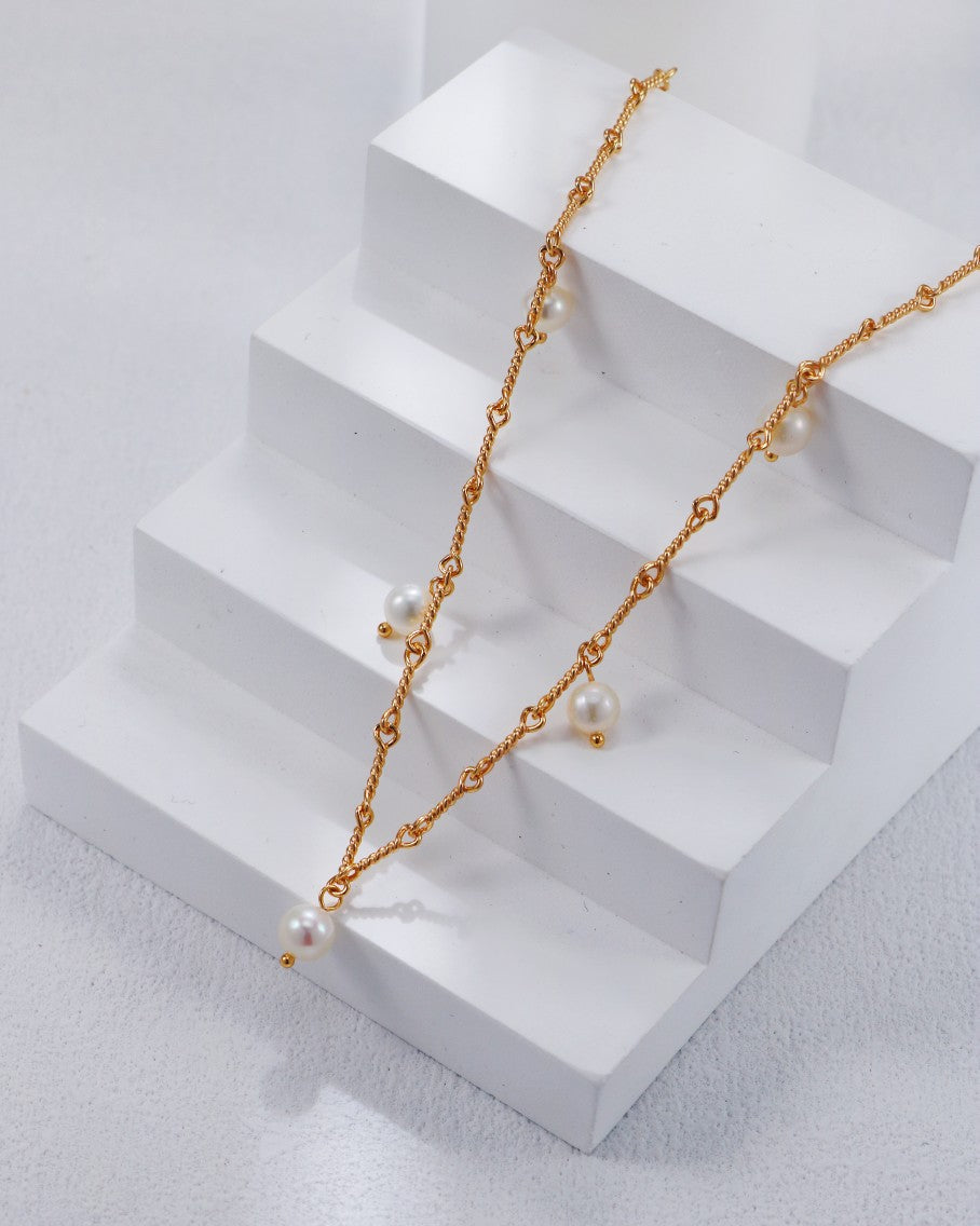 S925 Sterling Silver Rope Twist Pearl Set