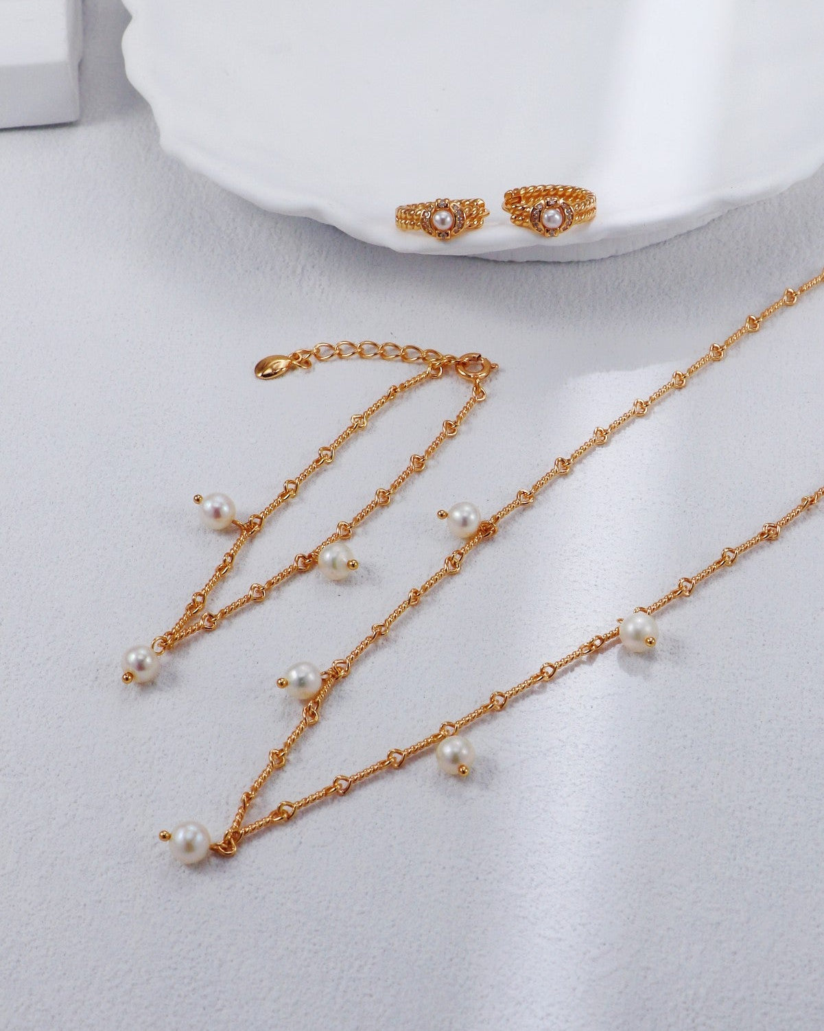 S925 Sterling Silver Rope Twist Pearl Set