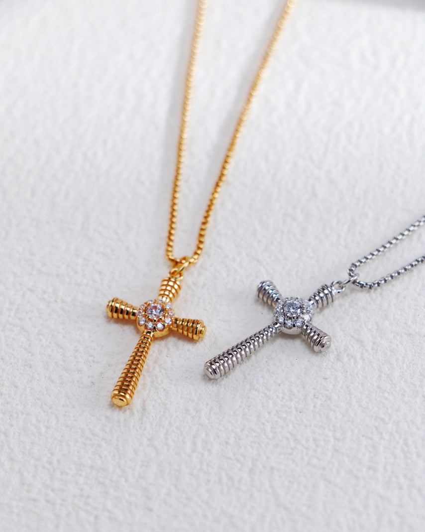 S925 Sterling Silver Fashion Cross Zircon Necklace