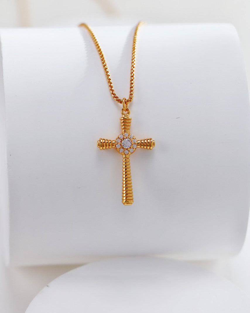 S925 Sterling Silver Fashion Cross Zircon Necklace