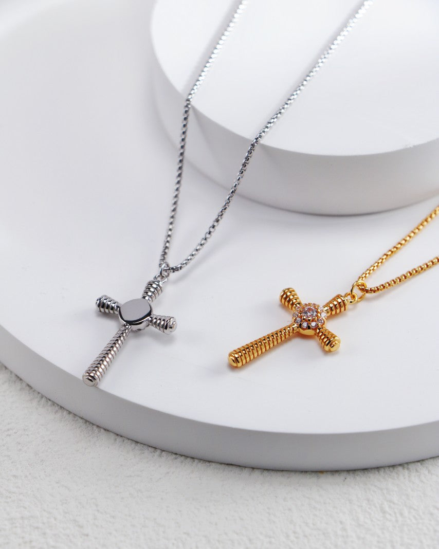 S925 Sterling Silver Fashion Cross Zircon Necklace