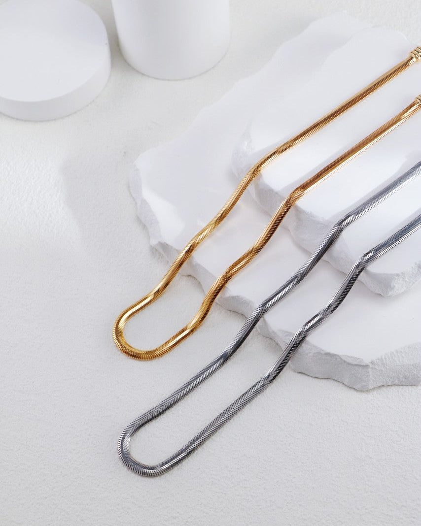 S925 Sterling Silver Faceted Flat Snake Chain Collection