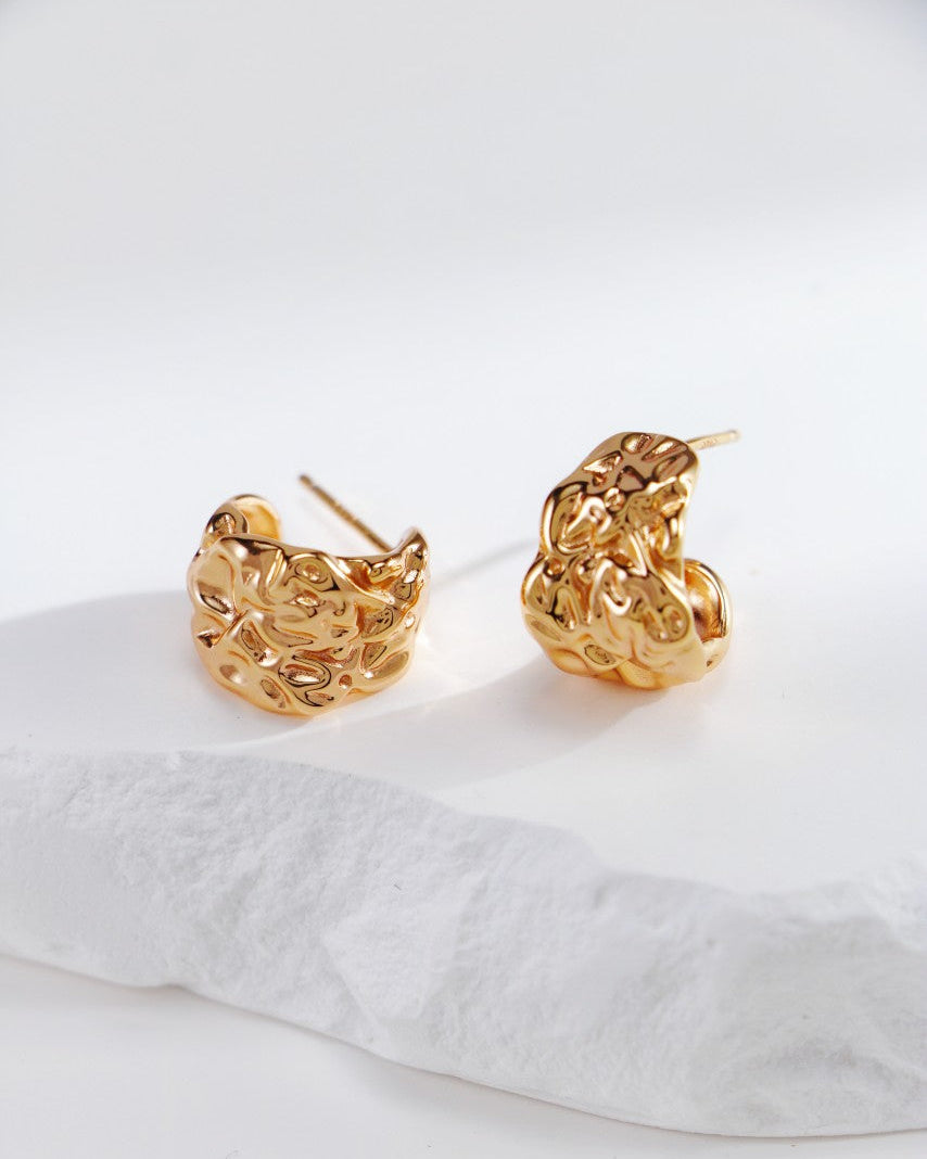 Boucles d'oreilles tendance en argent sterling effet lave