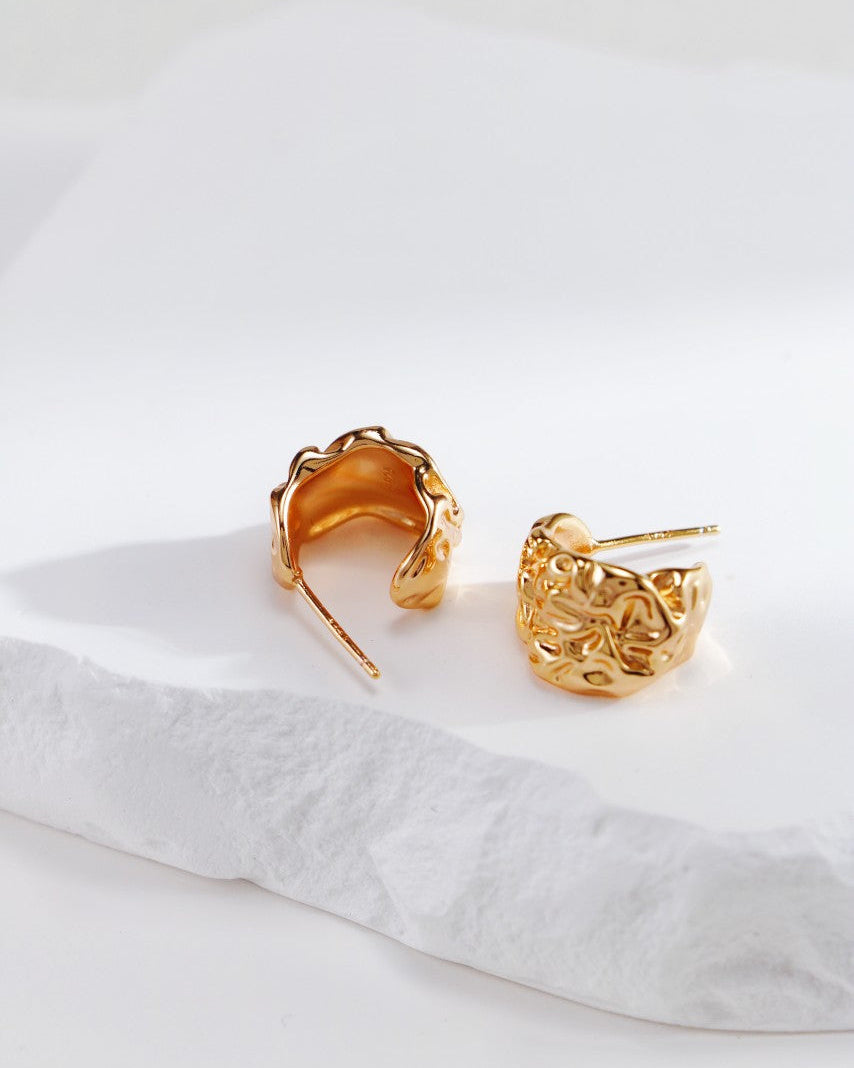 Boucles d'oreilles tendance en argent sterling effet lave