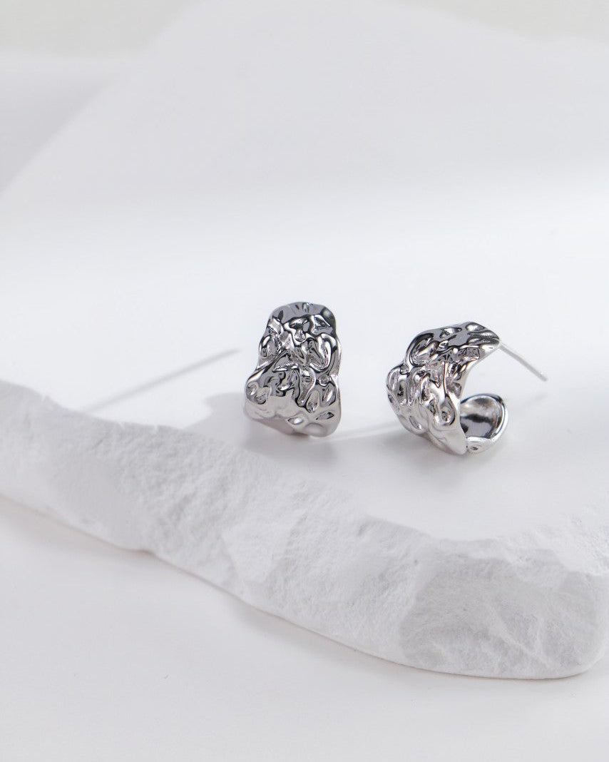 Boucles d'oreilles tendance en argent sterling effet lave