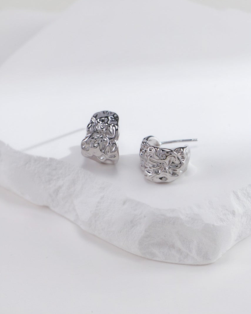 Boucles d'oreilles tendance en argent sterling effet lave
