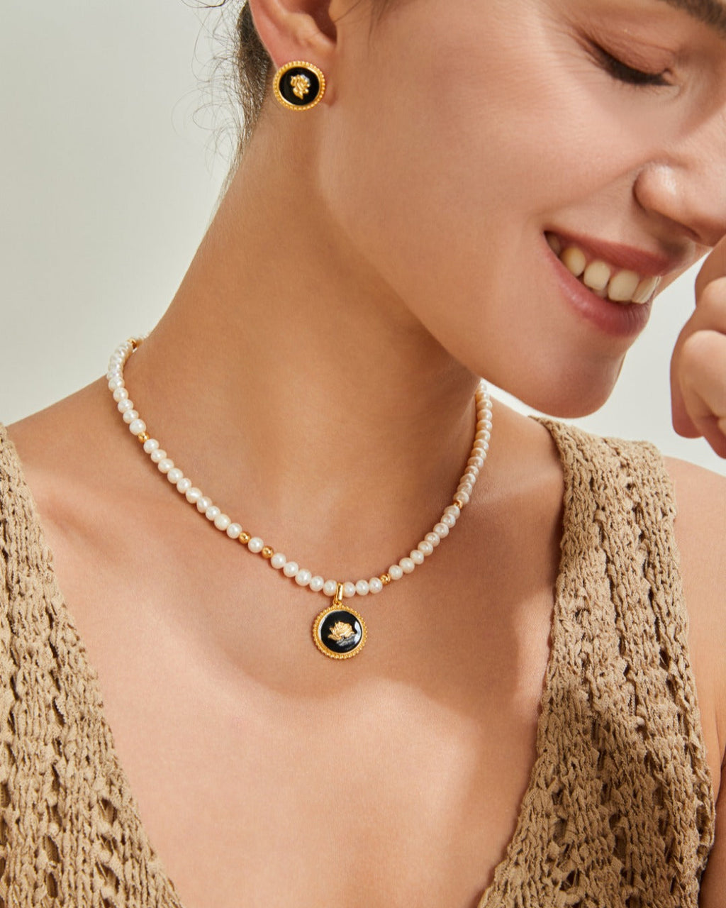 S925 Vintage Gold Rose & Pearl Collection