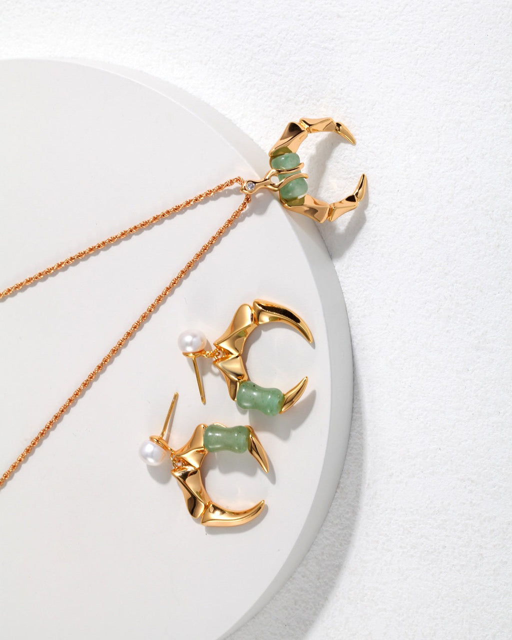 Pure silver gold-plated "horn-shaped" agate series