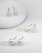 S925 Sterling Silver Minimalist Natural Pearl Studs