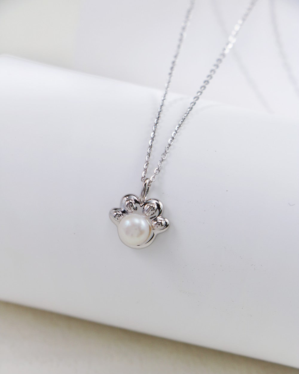 S925 Sterling Silver “Paw & Pearl” Necklace