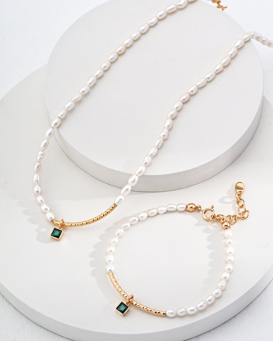 Sterling Silver Pearl Bracelet & Necklace Set