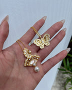 【Twin Fans Reflecting the Moon】Pendant Necklace