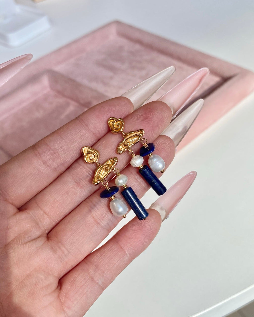 Malachite & Lapis Lazuli Stud Earrings