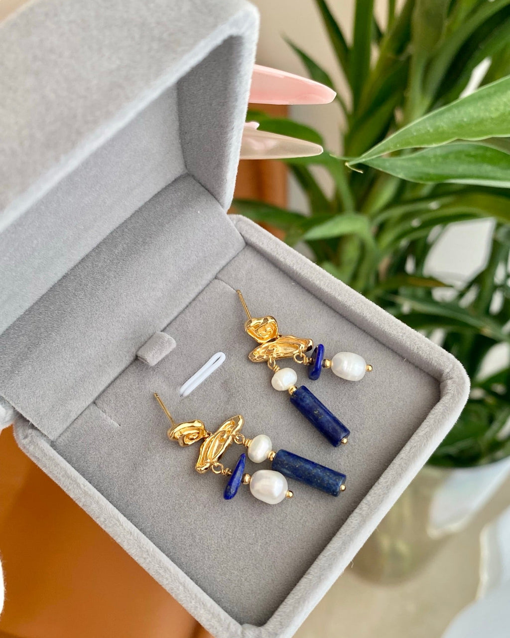 Malachite & Lapis Lazuli Stud Earrings